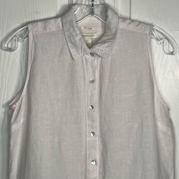 Catherine Maldonado Sz S Sleeveless Linen Blouse White - Picture 2 of 8